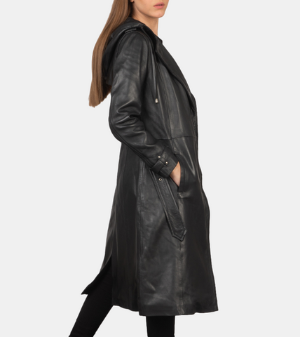 Lennox Black Leather Coat