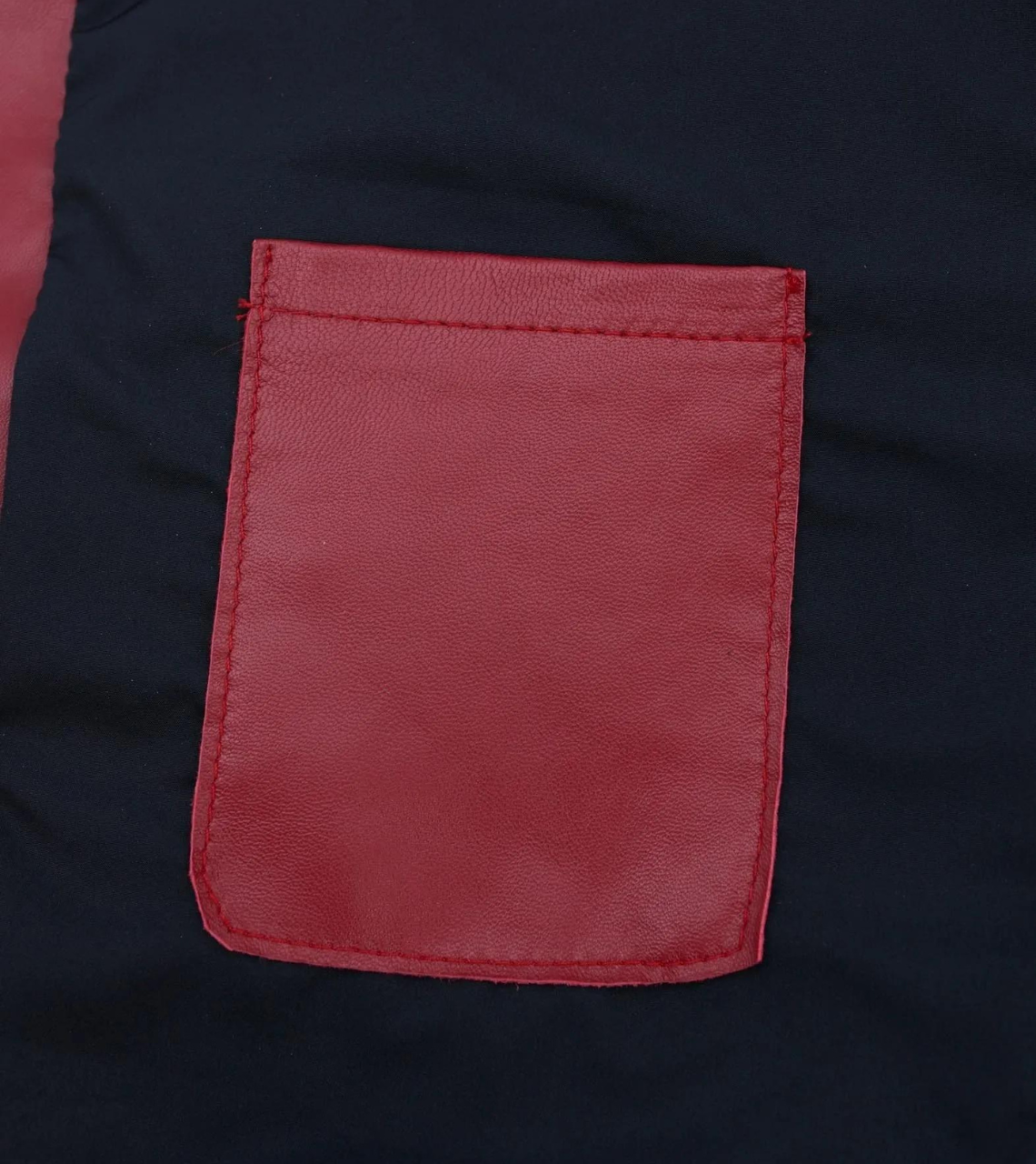 Men's Red Biker Leather Jacket Pocket