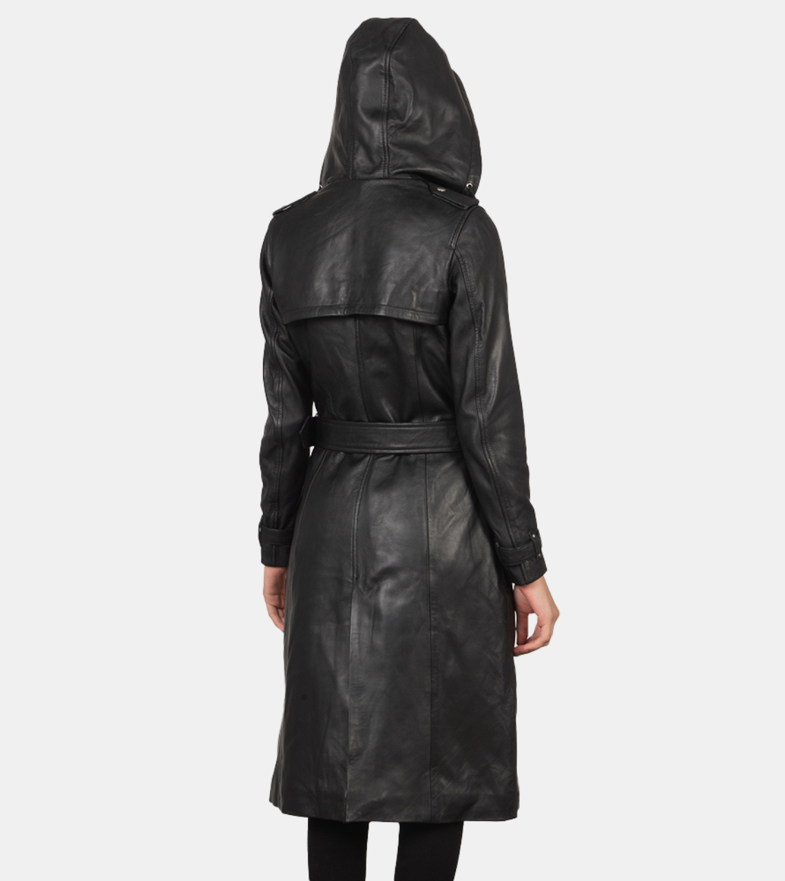 Lennox Women's Black Leather Coat Back