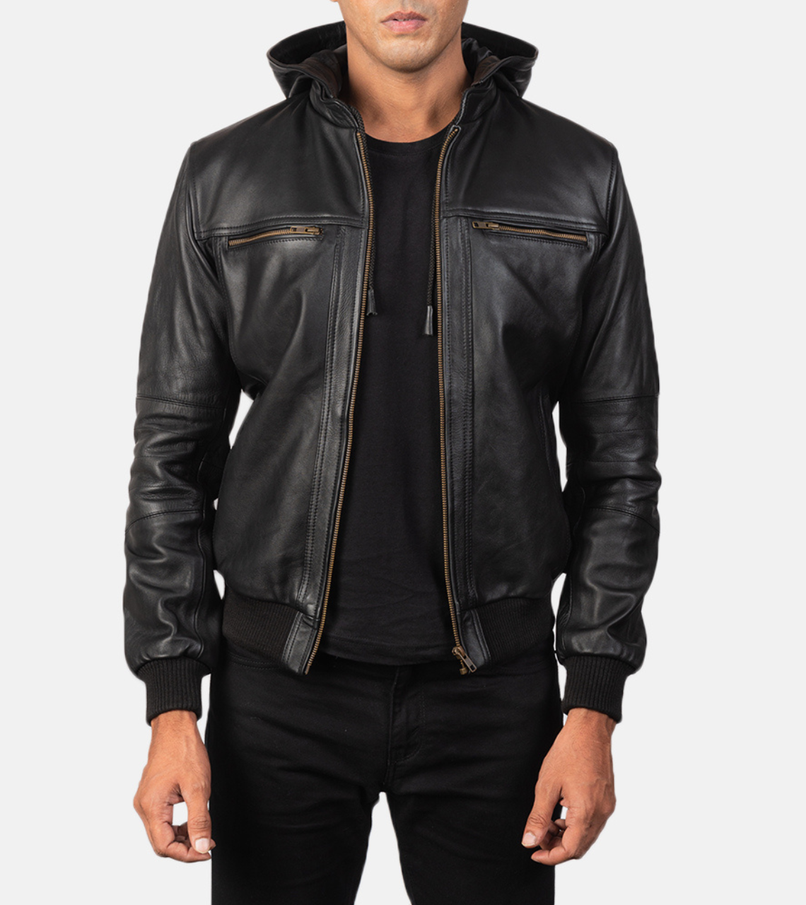 Black Leather Bomber Jacket