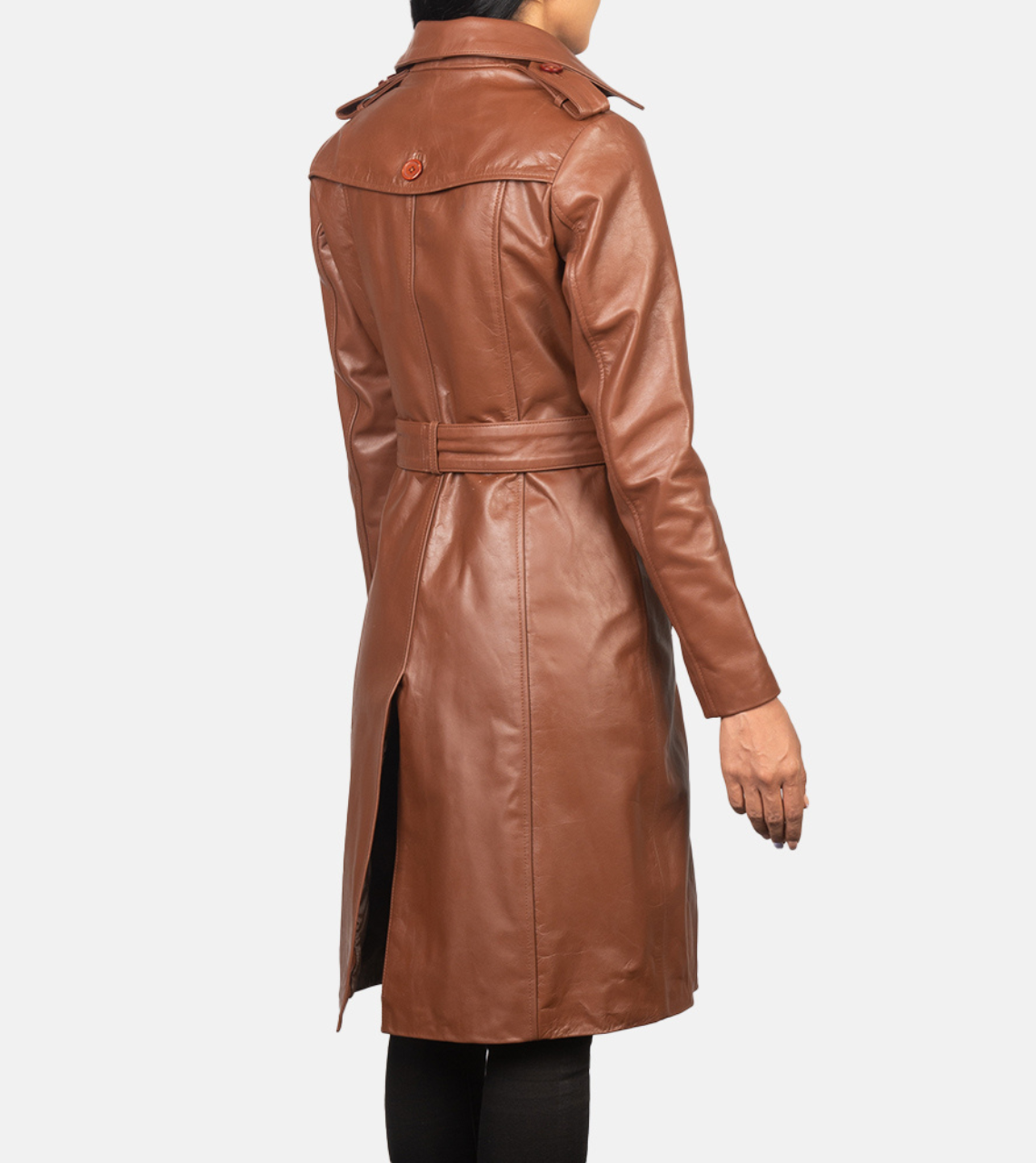 Alice Double Breasted Leather Coat Back