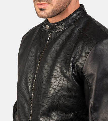 Black Leather Bomber Jacket