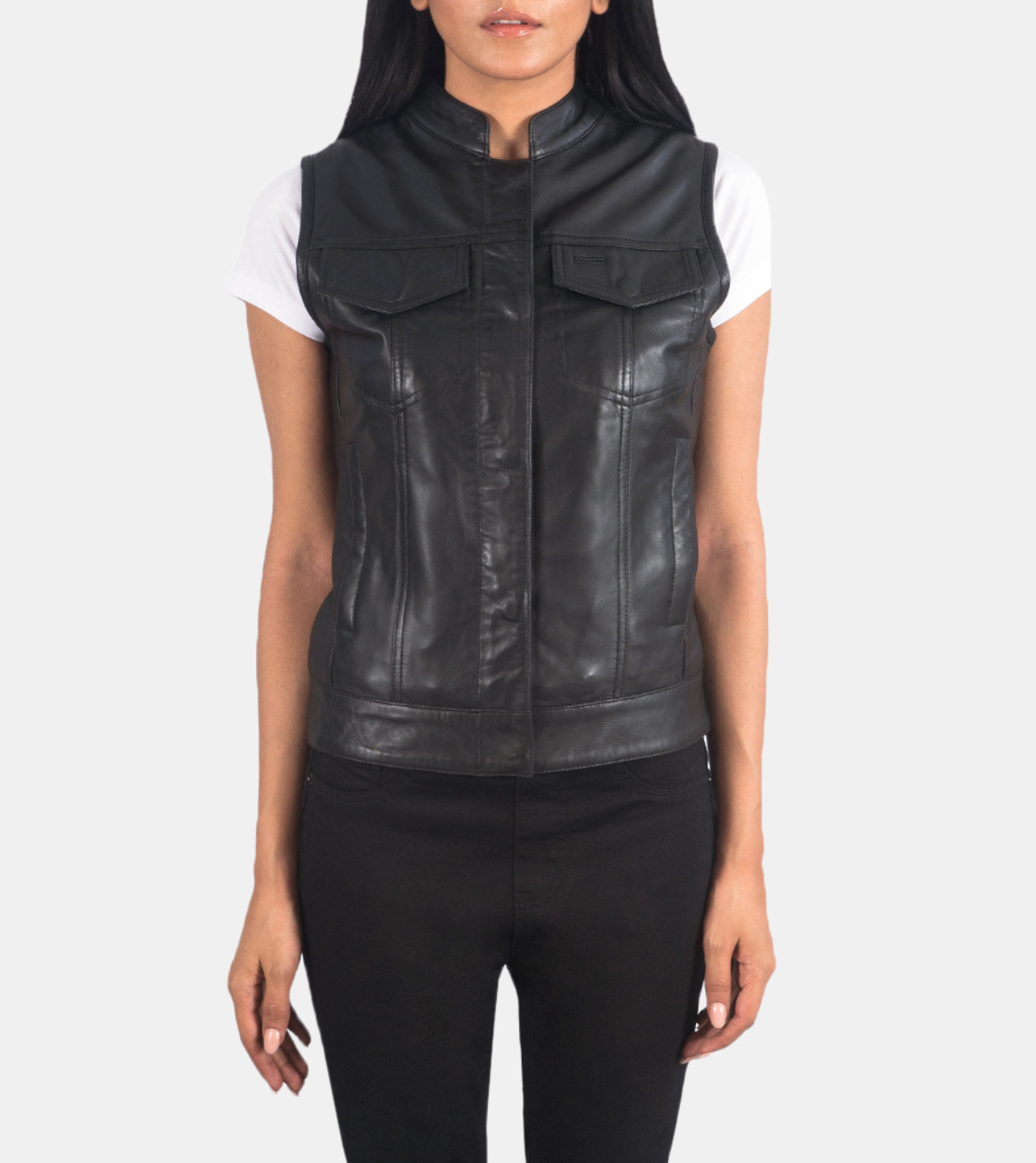 Arihemis Women's Black Leather Vest