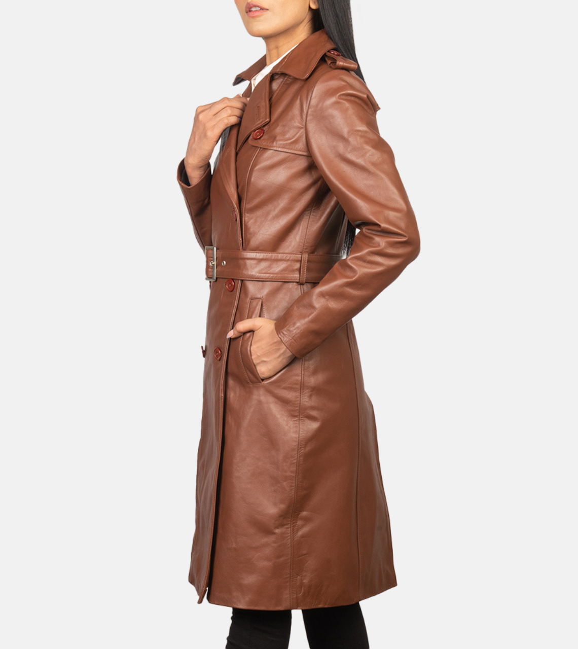 Alice Women's Double Breasted Leather Coat