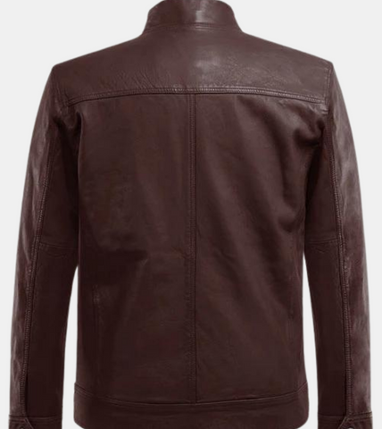 Riccardo Men's Rosewood Leather Jacket Back