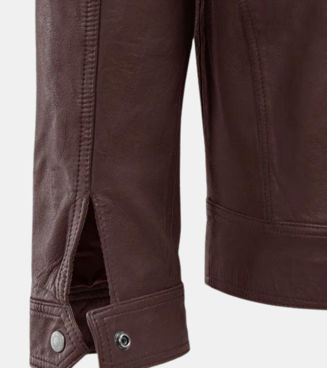Riccardo Men's Rosewood Leather Jacket Cuff