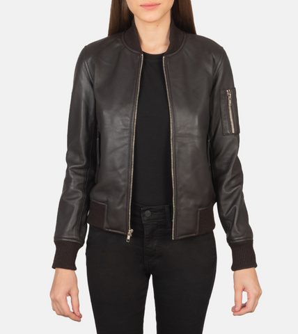 Ava Johns Women's Leather Bomber Jacket