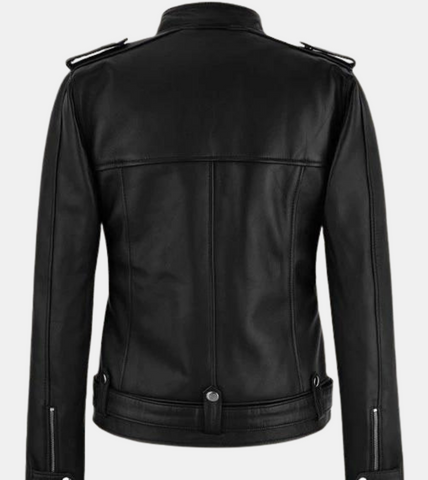  Irvine Women's Black Leather Jacket Back