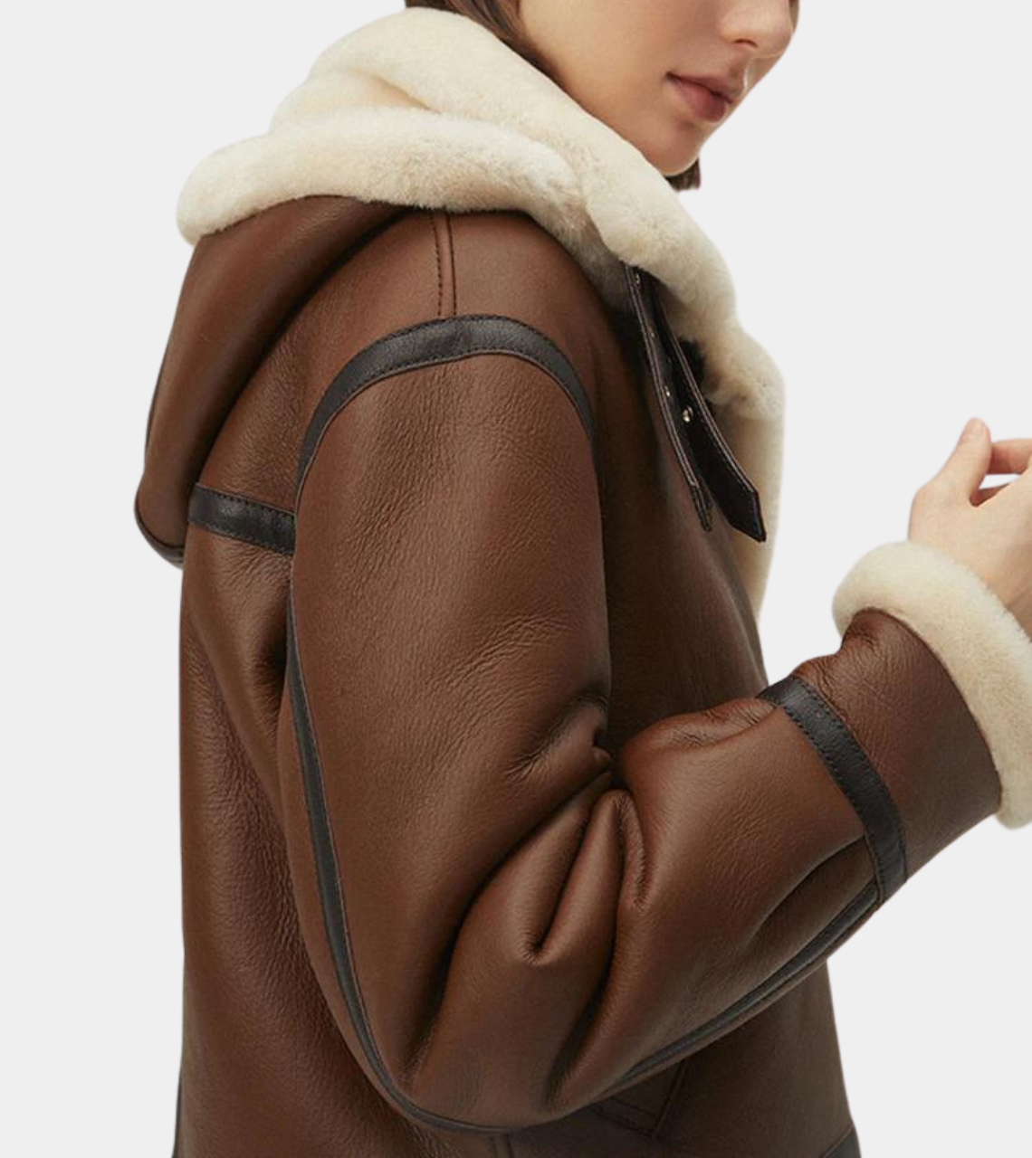  Shearling Leather Jacket Brown