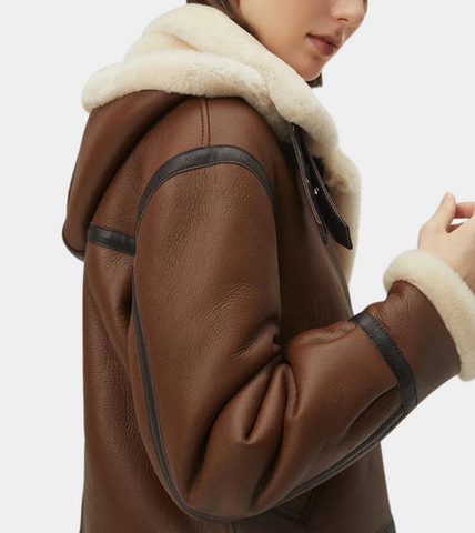  Shearling Leather Jacket Brown