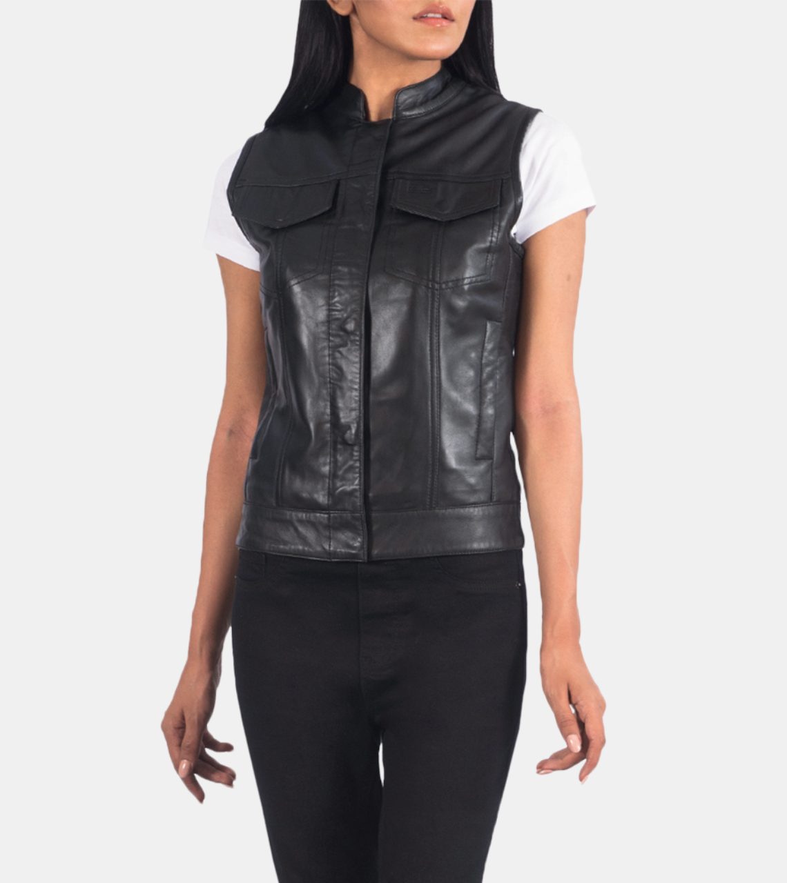 Arihemis Black Leather Vest For Women's