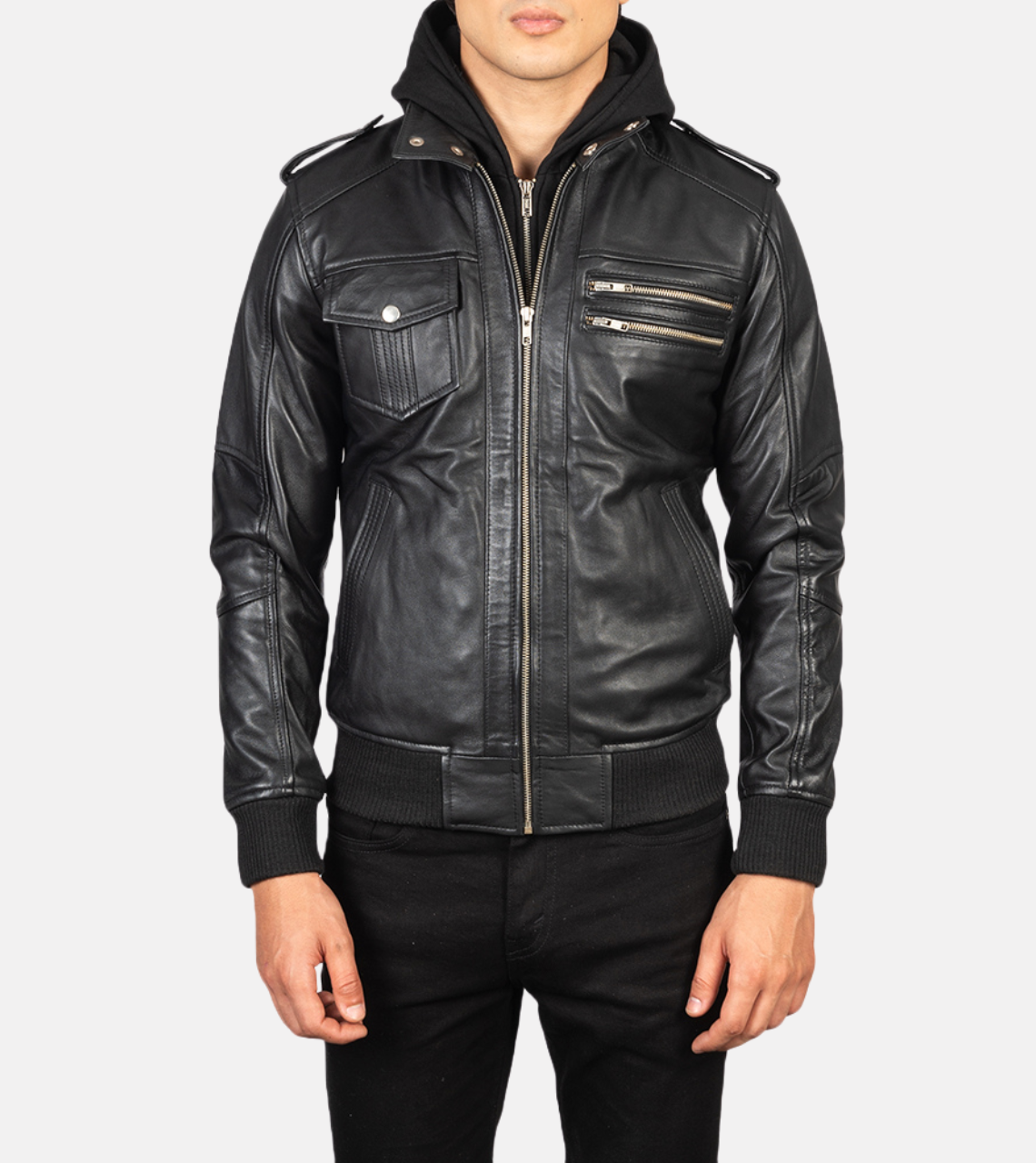Mitico Hooded Men's Leather Bomber Jacket