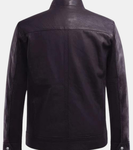 Riccardo Men's Violet Leather Jacket Back