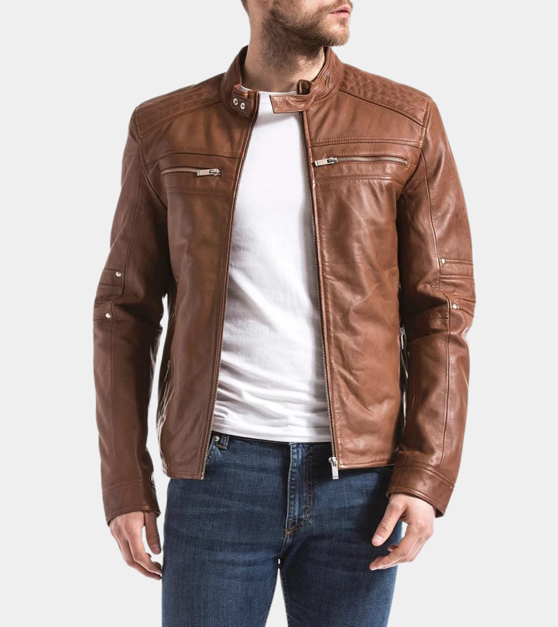 Brownstone Men's Brown Biker Leather Jacket