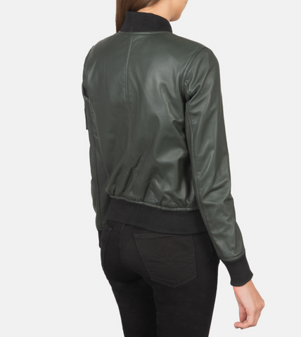 Ava Johns Women's Leather Bomber Jacket