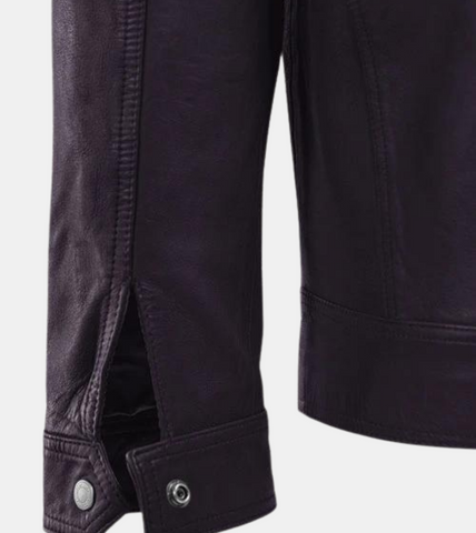Riccardo Men's Violet Leather Jacket Cuff