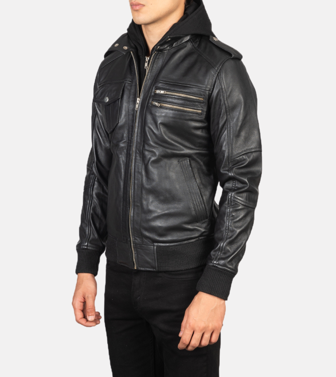  Men's Leather Bomber Jacket