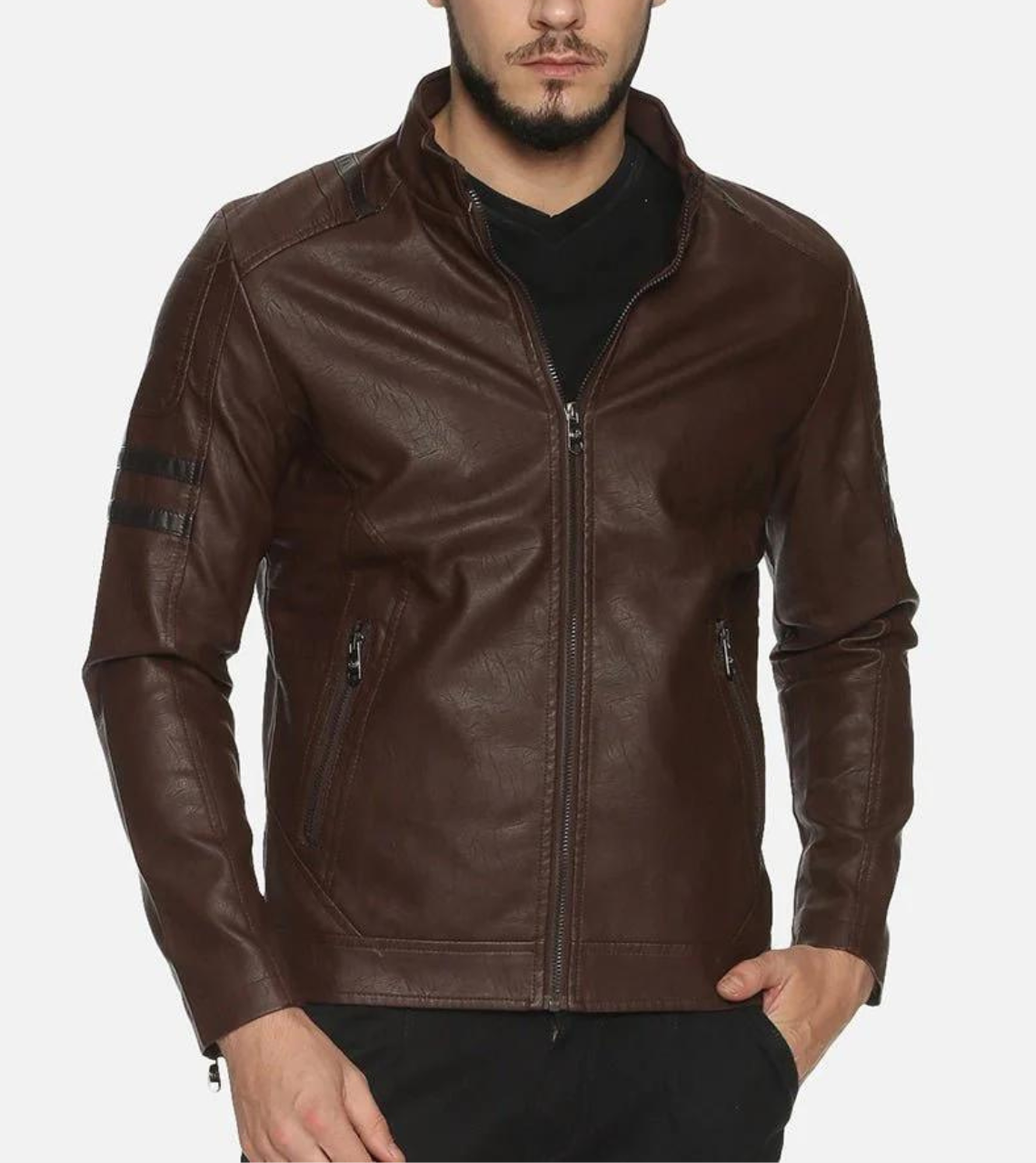 Elegant Dark Brown Men's Leather Jacket