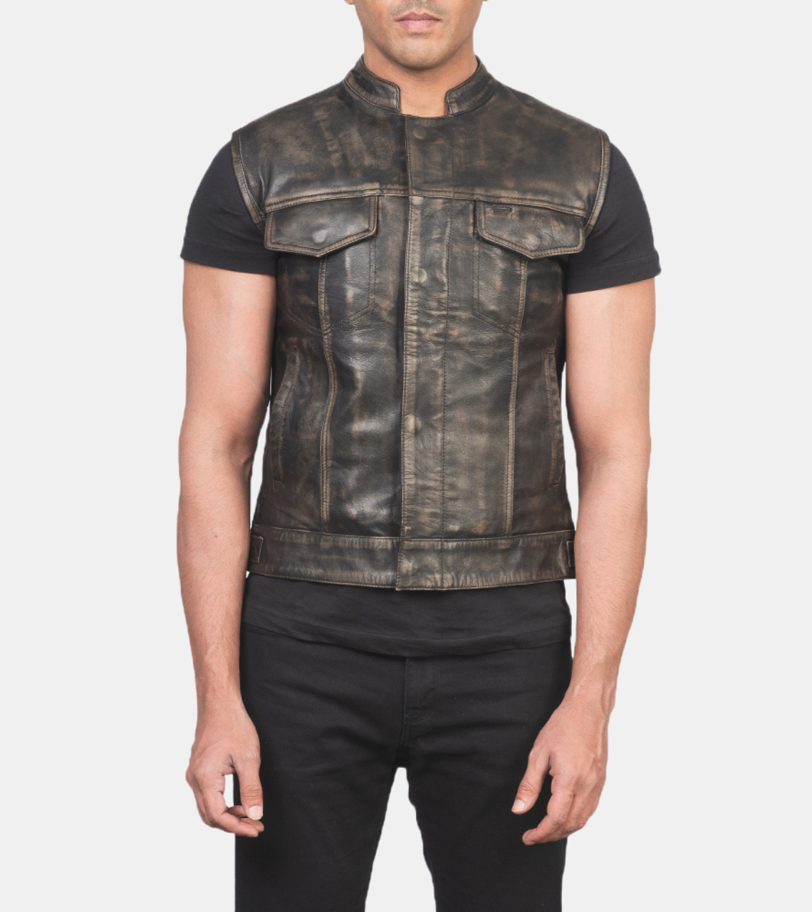 Caelyn Men's Brown Distressed Leather Vest
