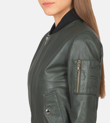 Ava Johns Women's Leather Bomber Jacket