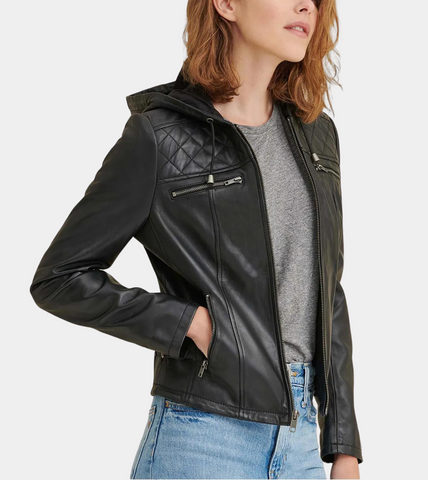  Black Women’s Biker Leather Jacket