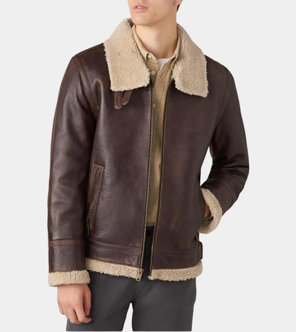  Mathew Men's Shearling Leather Jacket 