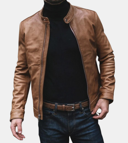 Liam Men's Tan Brown Leather Jacket