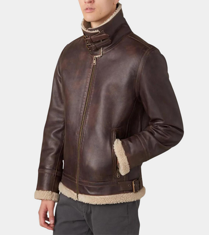Mathew Shearling Leather Jacket For Men's