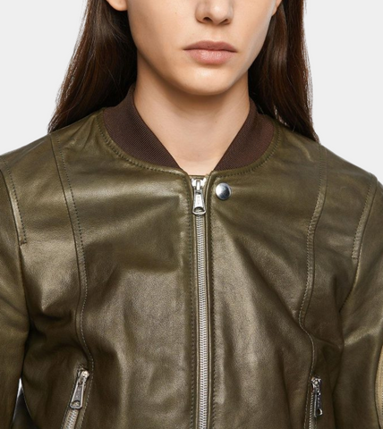 Minimalistic Women’s Leather Bomber Jacket