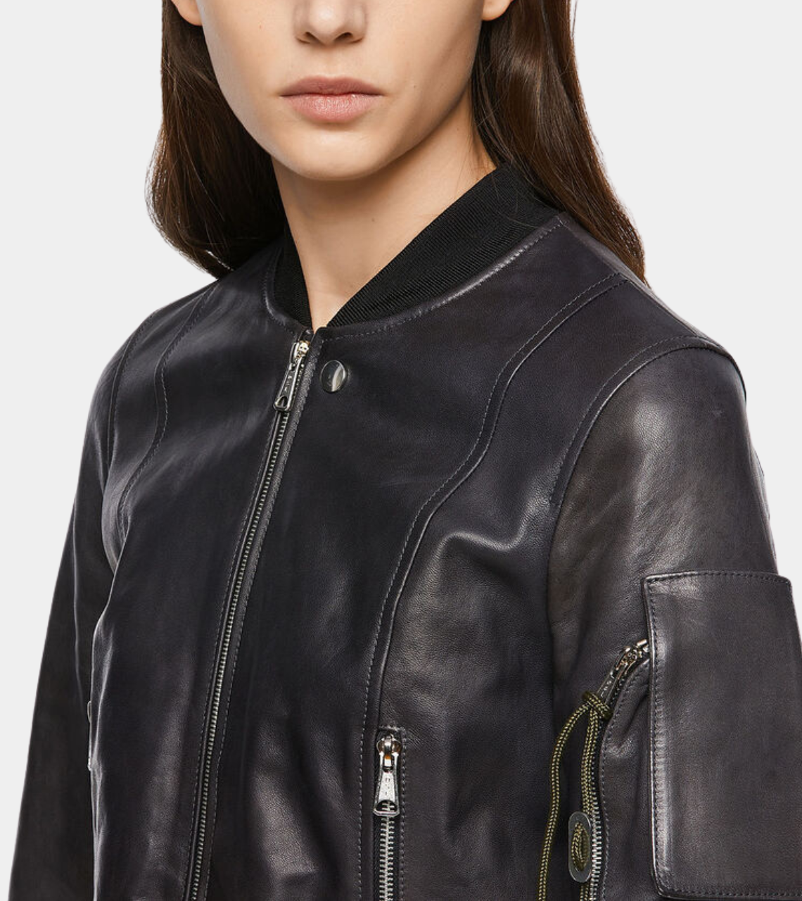 Minimalistic Women’s Leather Bomber Jacket