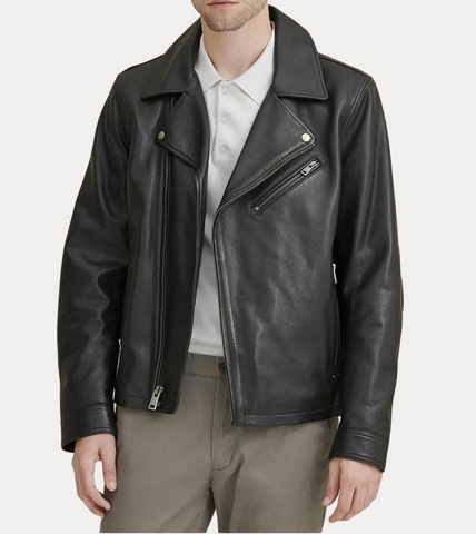Charcoal Black Biker Leather Jacket