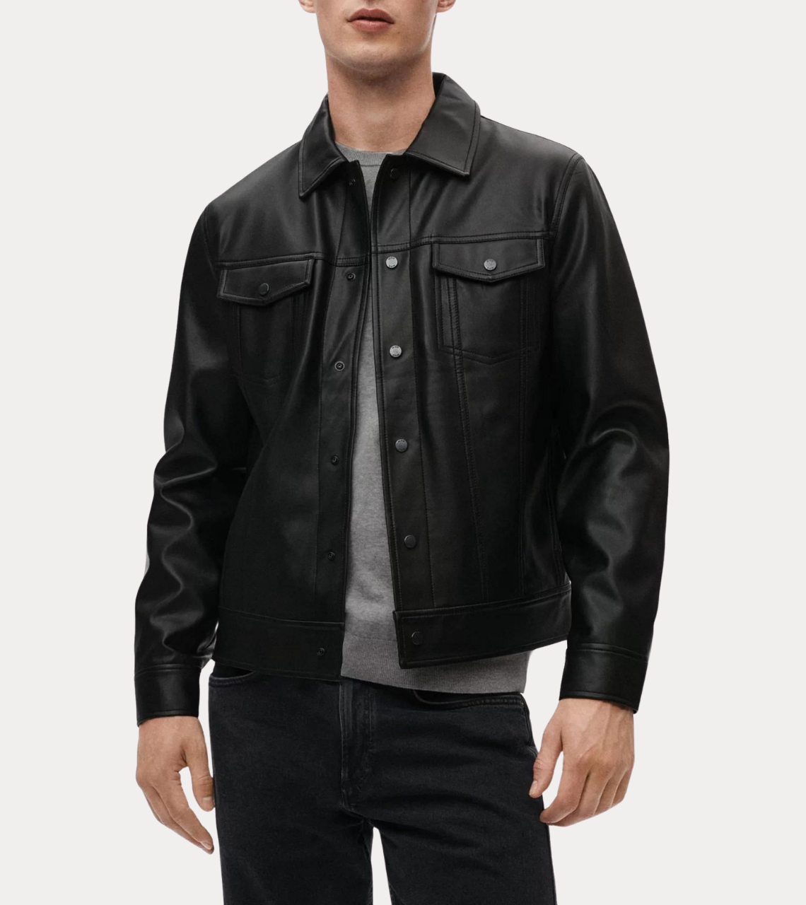  Voguish Black Men's Leather Jacket 