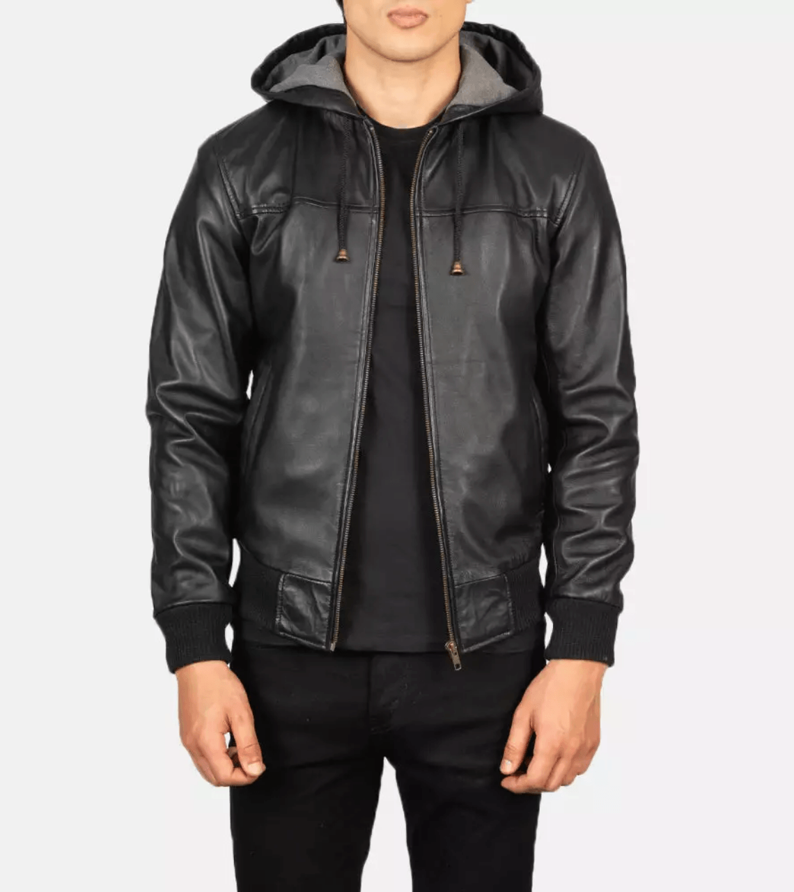 Aiguille Hooded Men's Leather Bomber Jacket