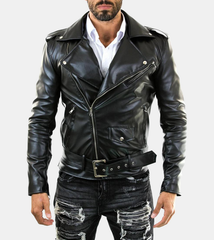 Sam Belted Men's Biker Leather Jacket