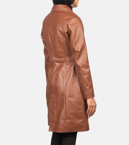Single Breasted Women's Leather Coat