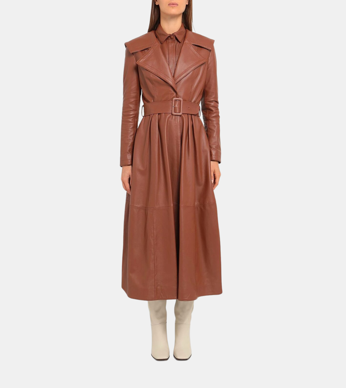 Aleide Women's Brown Leather Coat