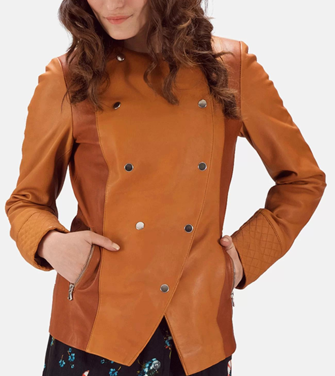 Cressed Tan Overlap Leather Jacket