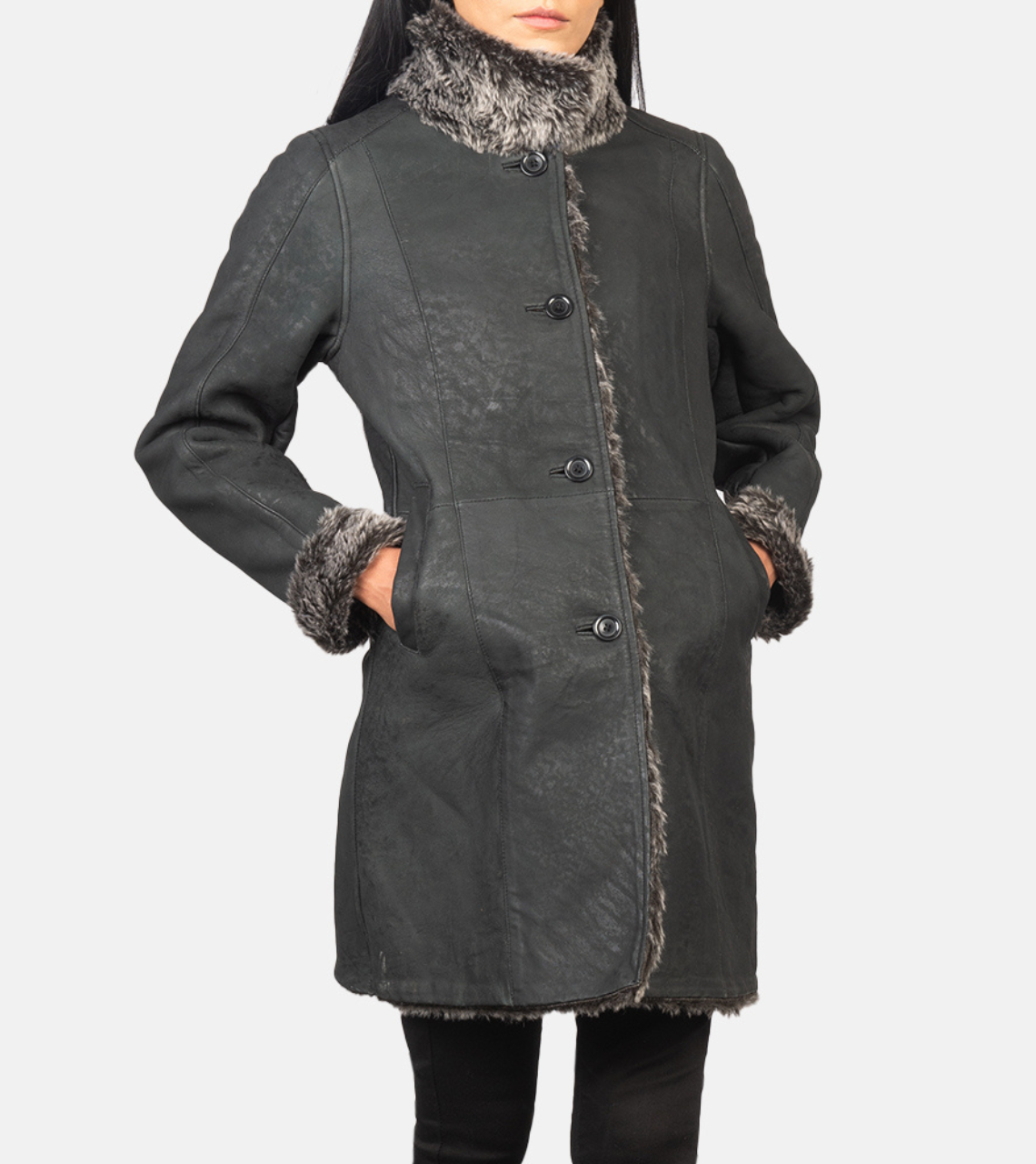  Exotique Furry Women's Leather Coat 