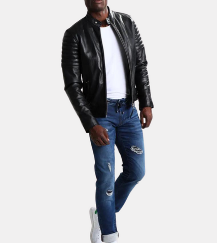 Caravan Black Biker Leather Jacket