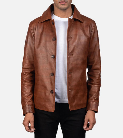 Amoree Distressed Men's Leather Jacket 
