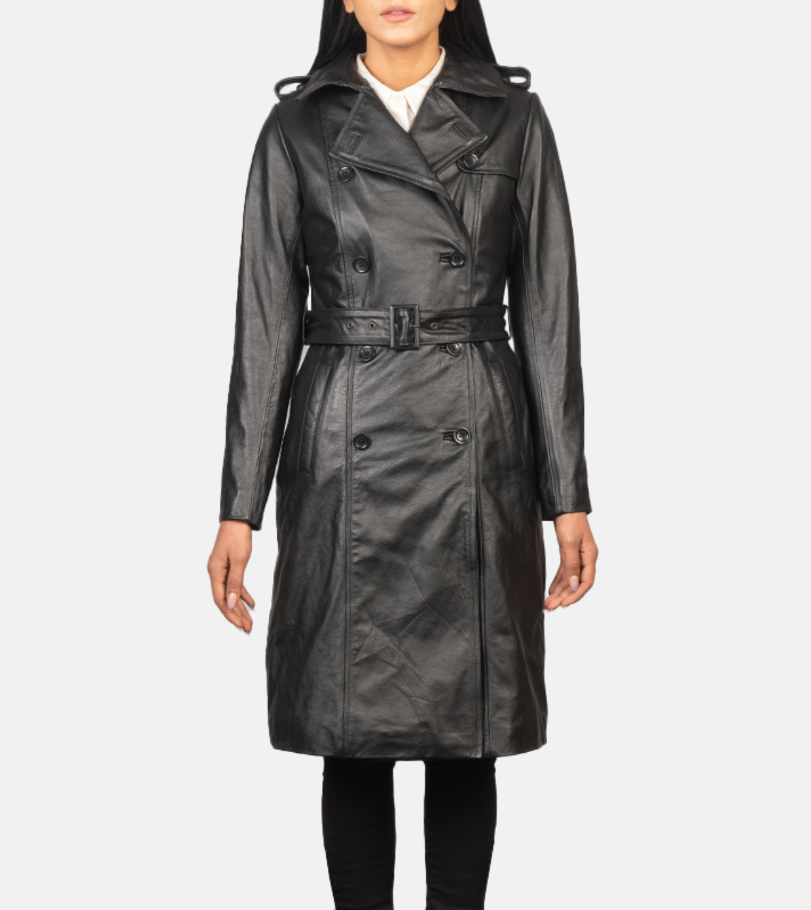 black women Leather Coat