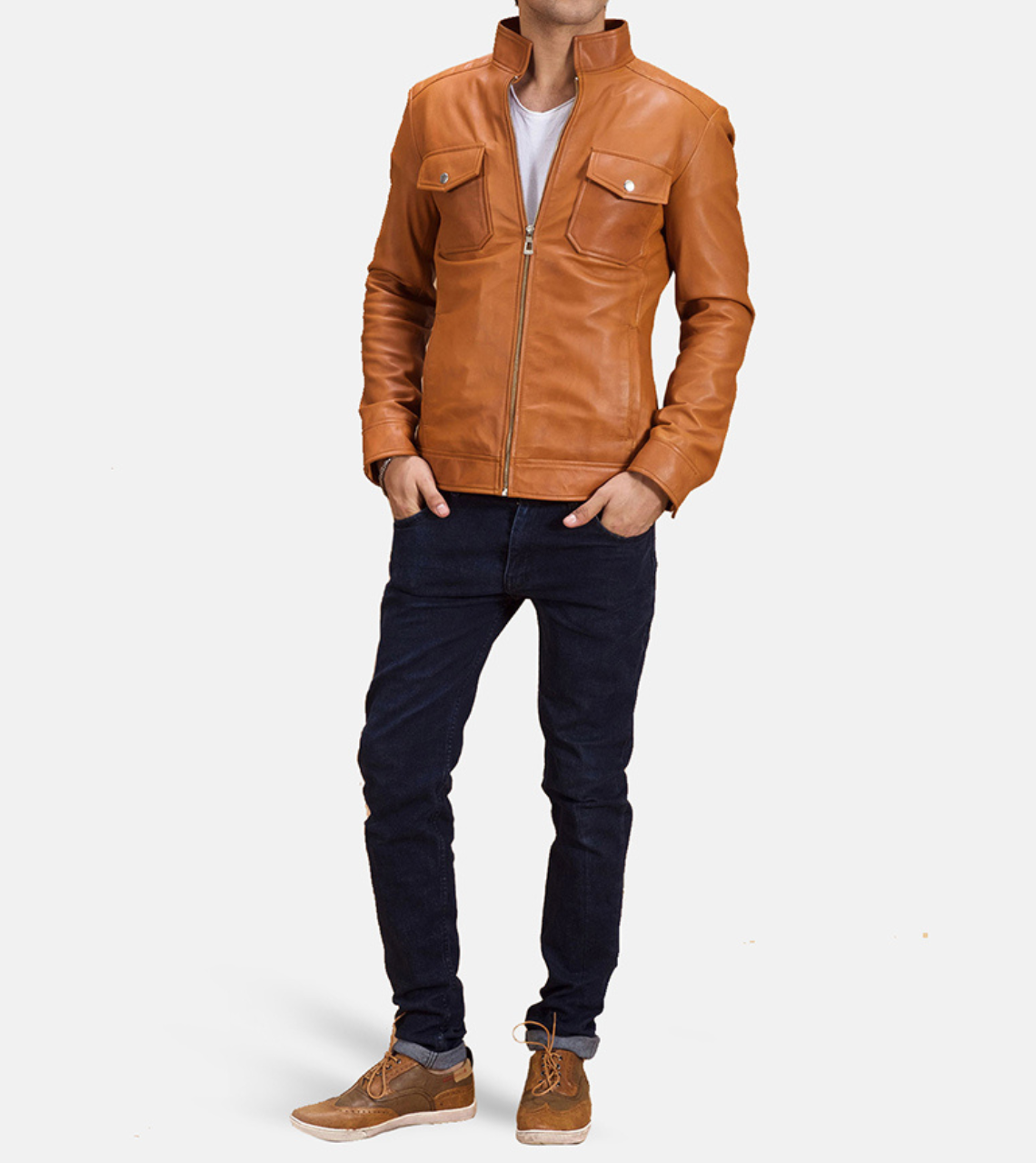 Camel Brown Biker Leather Jacket