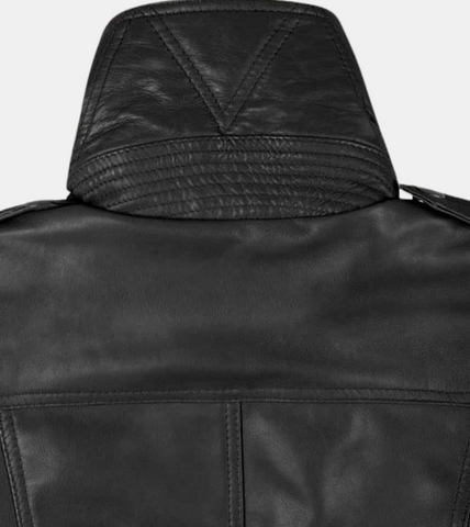 Alderidge Women's Black Leather Jacket Collar