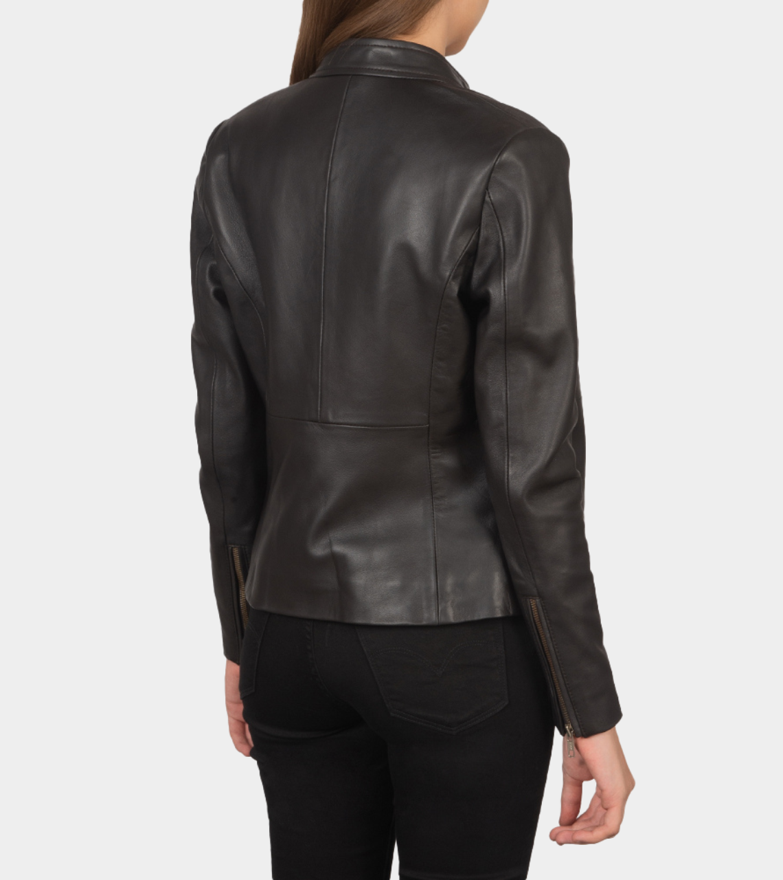 Rocher Women's Biker Leather Jacket Back