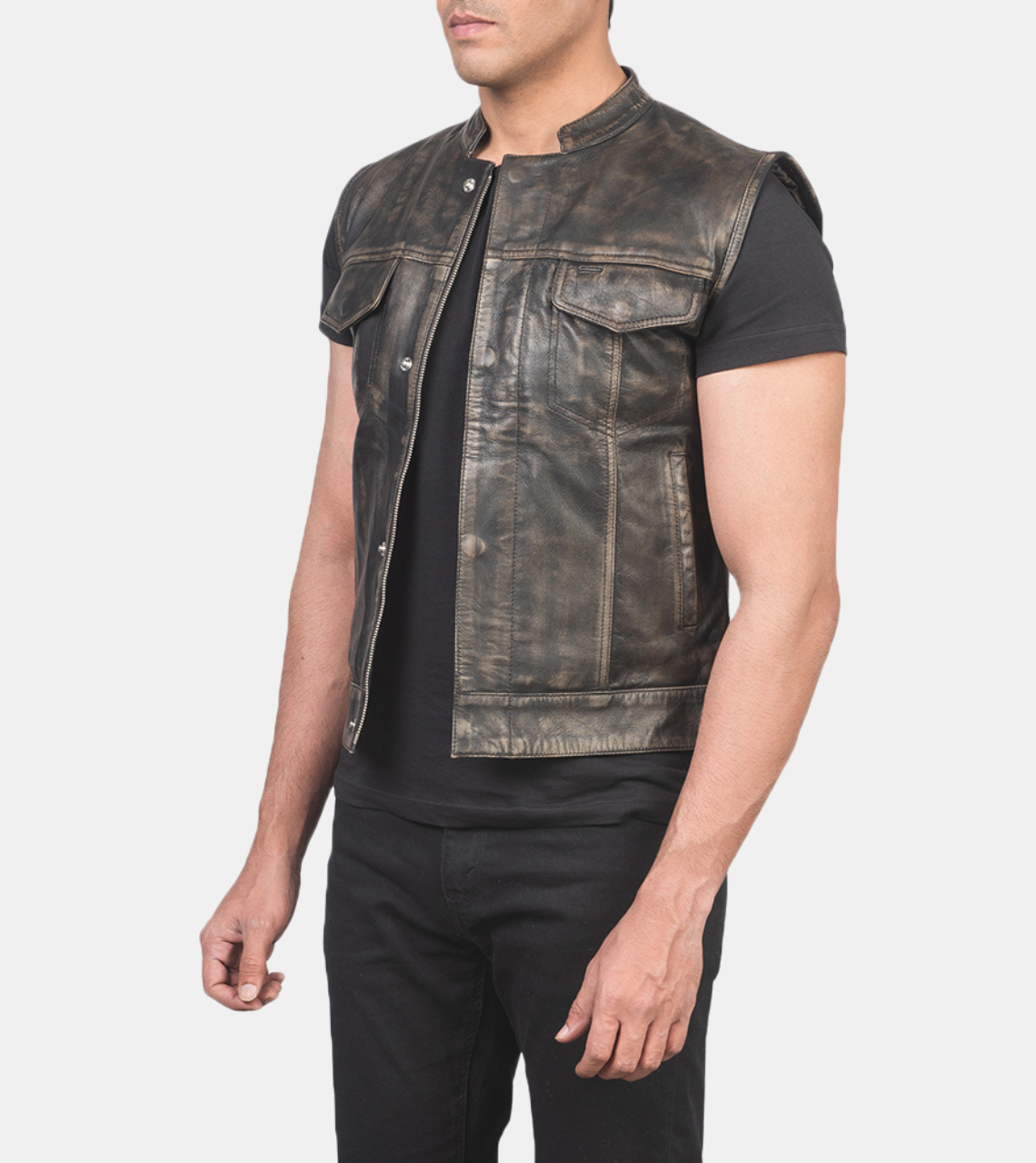  Brown Distressed Leather Vest