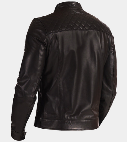 Dark Brown Men's Biker Leather Jacket Back