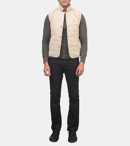 Jude Men's Ivory Suede Leather Vest