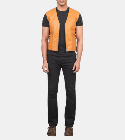  Men's Mustard Leather Vest