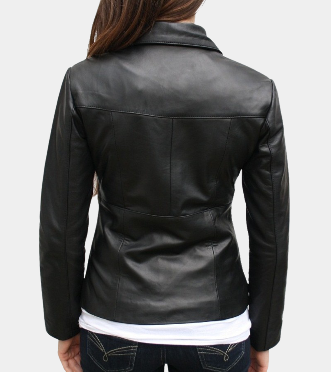 FitBust Black Women's Leather Jacket Back