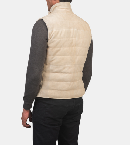 Jude Men's Ivory Suede Leather Vest